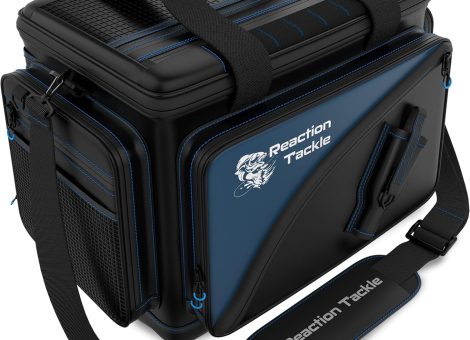 Reaction Tackle Fishing Tackle Bag – Salt Water Resistant Fishing Bag, 1000D PVC Waterproof Material, Tackle Box Organizer with Dividers for 3600 or 3700 Trays (Small, Medium, Backpack only fit 3600)